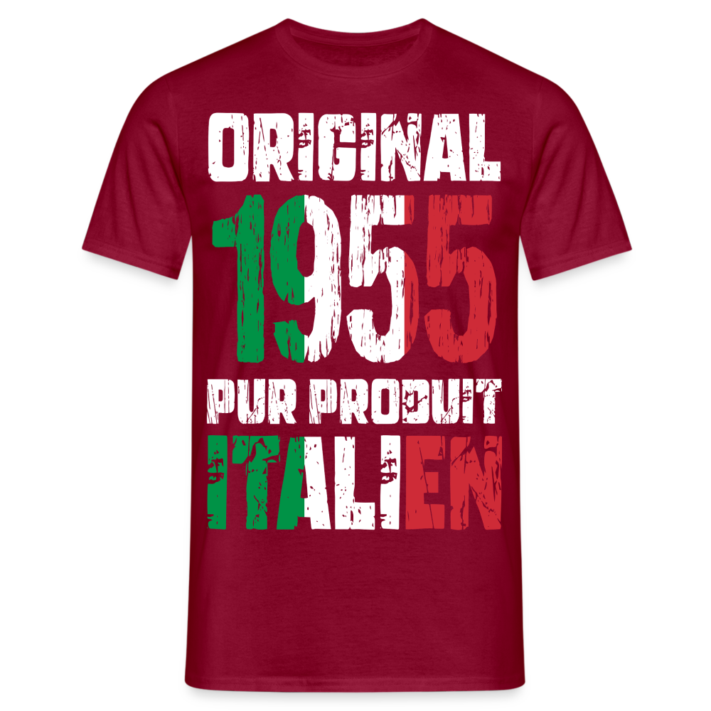 T-shirt Homme - Anniversaire 70 Ans - Original 1955 - Pur produit Italien - rouge brique