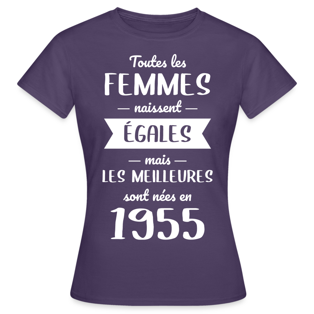 T-shirt Femme - Anniversaire 70 Ans - Les meilleures sont nées en 1955 - violet foncé