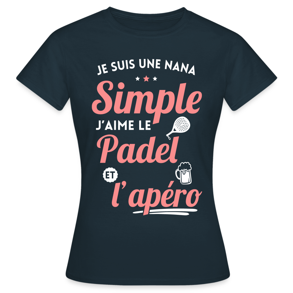 T-shirt Femme - J'aime le  padel et l'apéro - marine