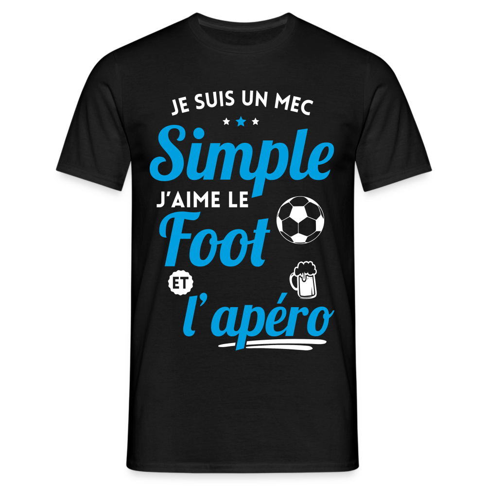 T-shirt Homme -  J'aime le foot et l'apéro - noir