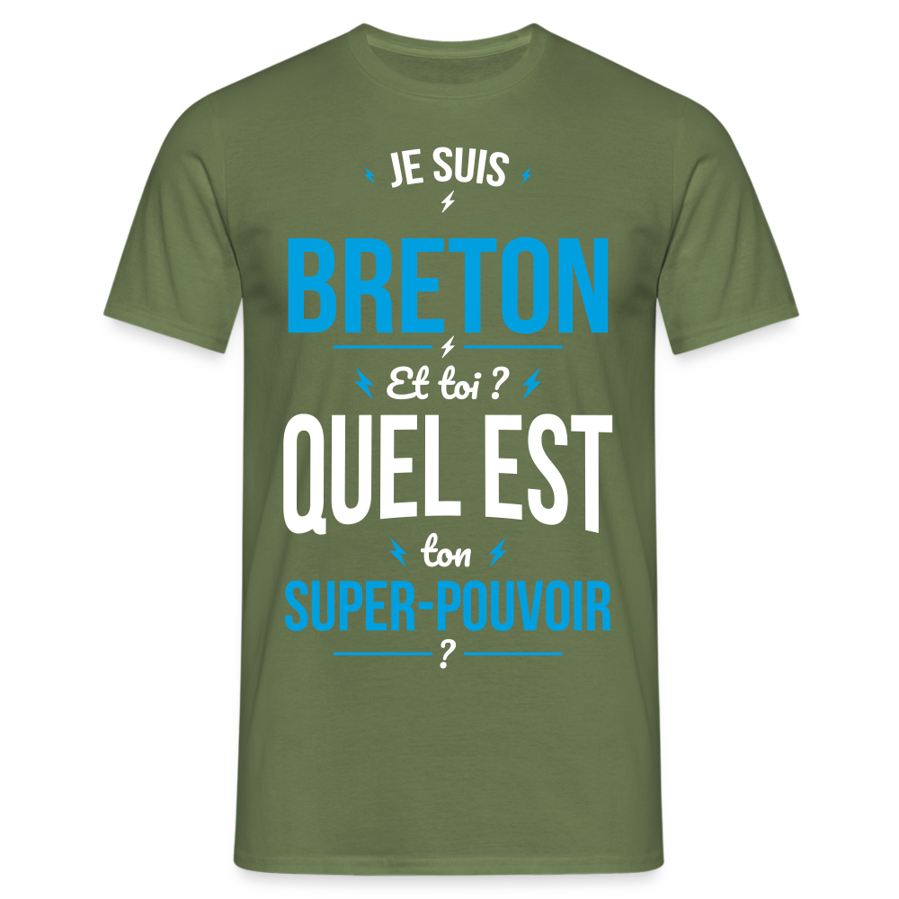 T-shirt Homme - Je suis Breton - Super-pouvoir - vert militaire