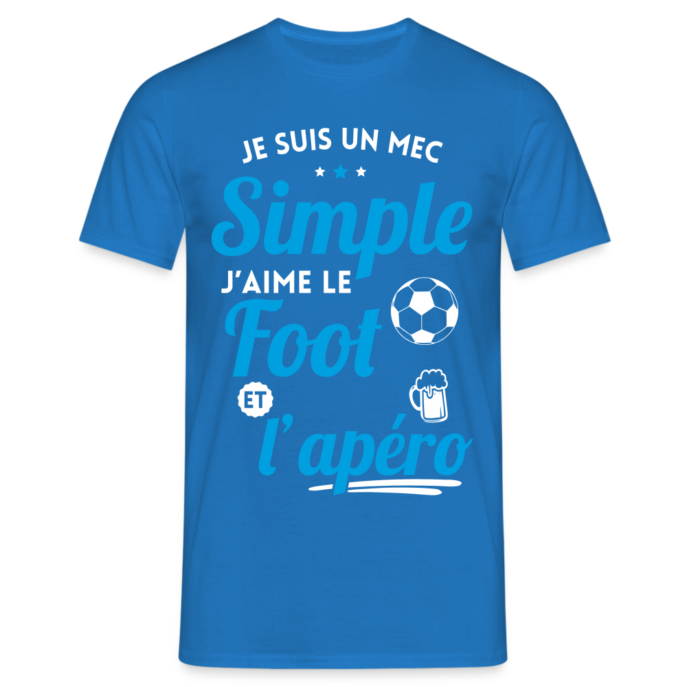 T-shirt Homme -  J'aime le foot et l'apéro - bleu royal