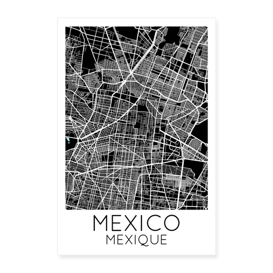 Poster Mexico - Plan Mexico - 60 x 90 cm - blanc