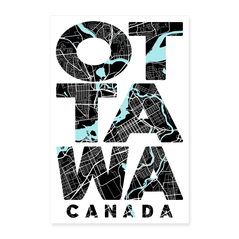 Poster Ottawa - Plan Ottawa - 60 x 90 cm - blanc