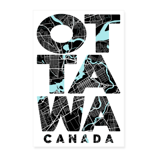 Poster Ottawa - Plan Ottawa - 60 x 90 cm - blanc