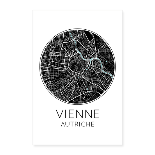 Poster Vienne - Plan Vienne - 40 x 60 cm - blanc