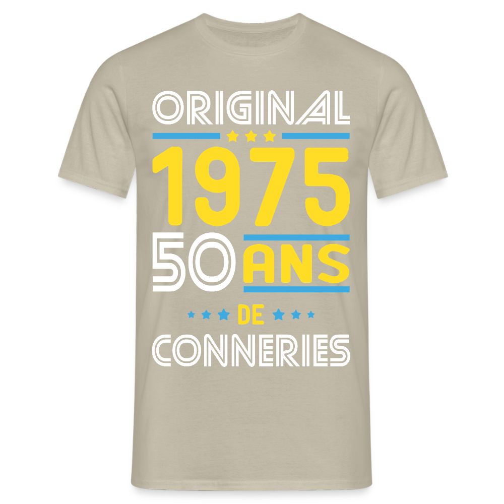 T-shirt Homme - Anniversaire 50 Ans - Original 1975 - Conneries - beige sable