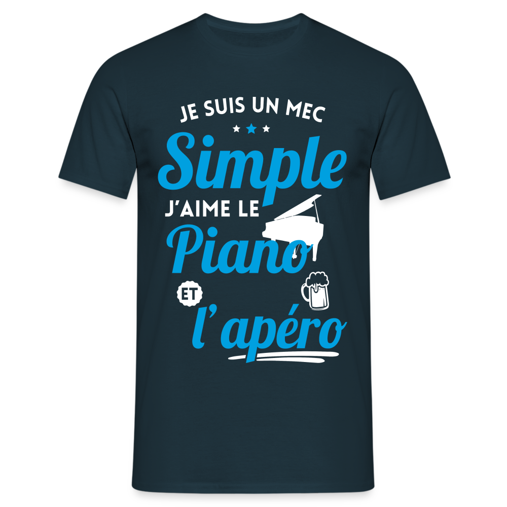 T-shirt Homme - J'aime le piano et l'apéro - marine