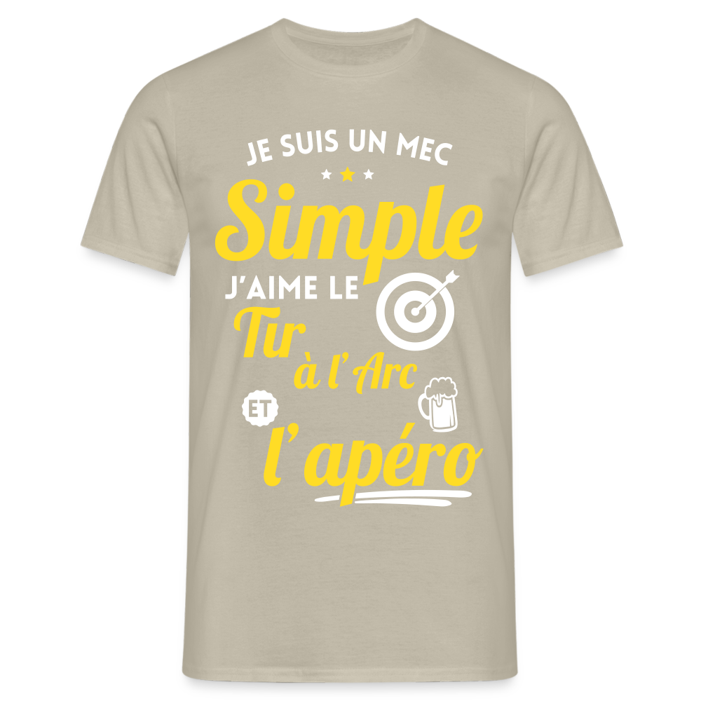 T-shirt Homme - J'aime le tir à l'arc et l'apéro - beige sable