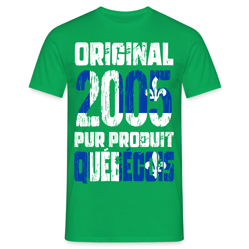 T-shirt Homme - Anniversaire 20 Ans - Original 2005 - Pur produit Québécois - vert