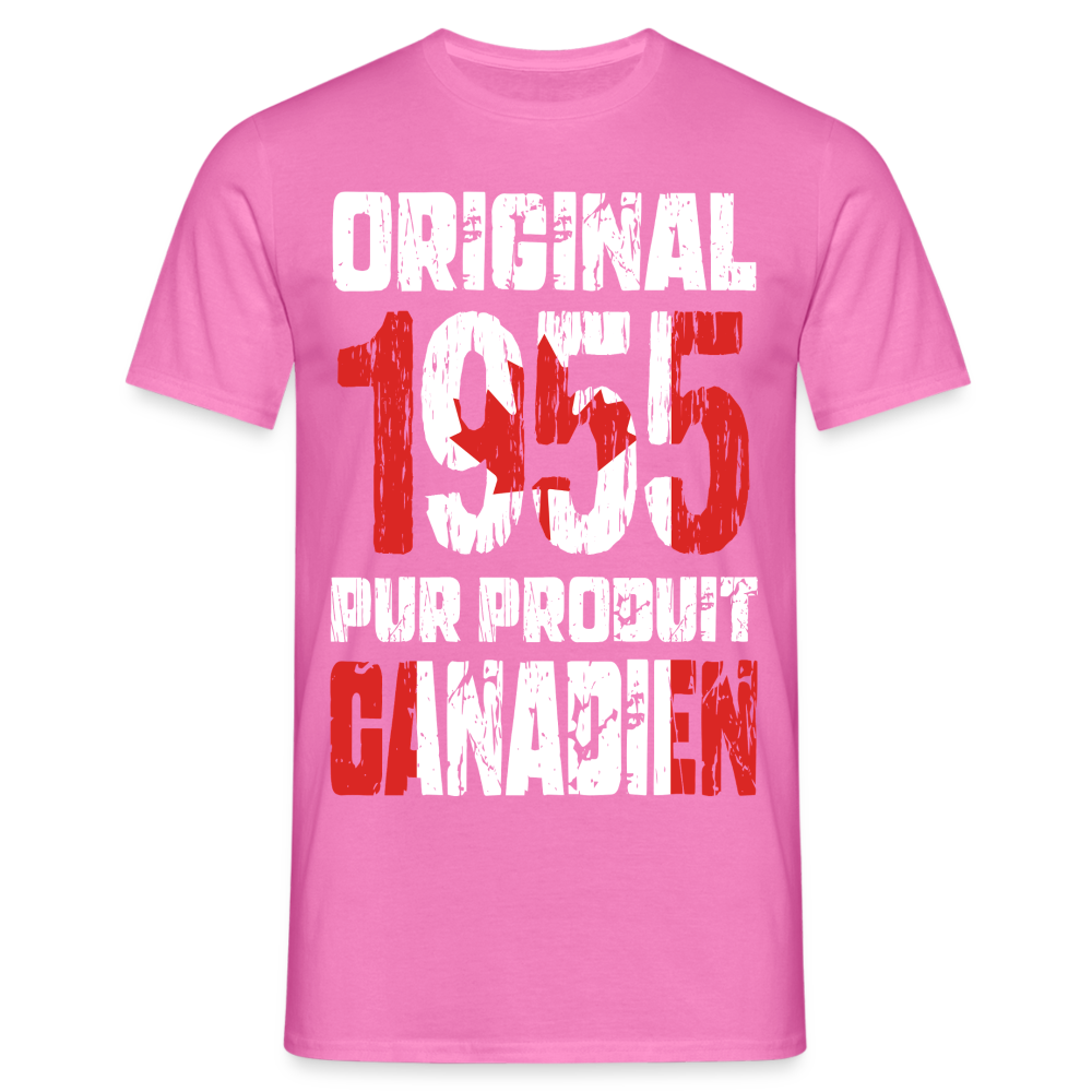 T-shirt Homme - Anniversaire 70 Ans - Original 1955 - Pur produit Canadien - rose