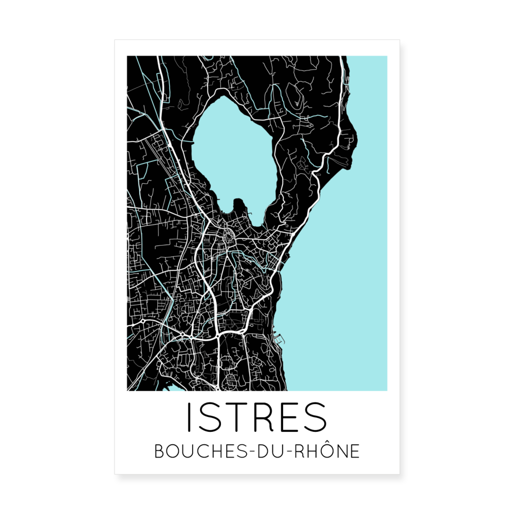 Poster Istres - Plan Istres - 20 x 30 cm - blanc