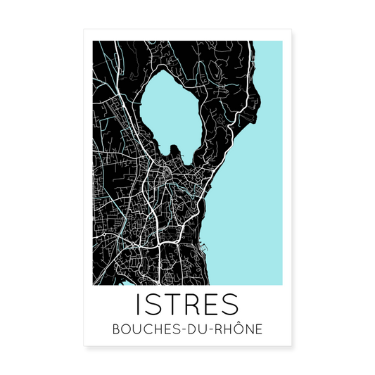 Poster Istres - Plan Istres - 20 x 30 cm - blanc