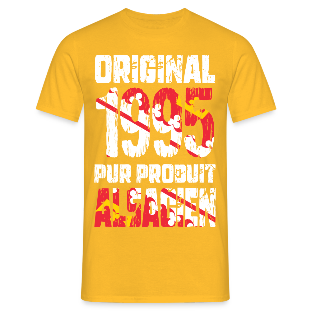 T-shirt Homme - Anniversaire 30 Ans - Original 1995 - Pur produit Alsacien - jaune