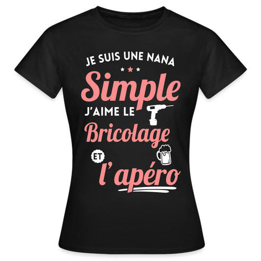 T-shirt Femme - J'aime le bricolage et l'apéro - noir