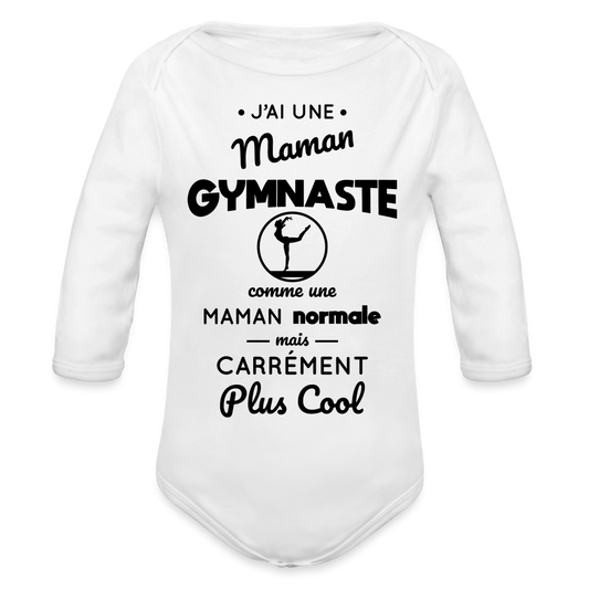 Body Bébé bio manches longues - J'ai une maman gymnaste - blanc