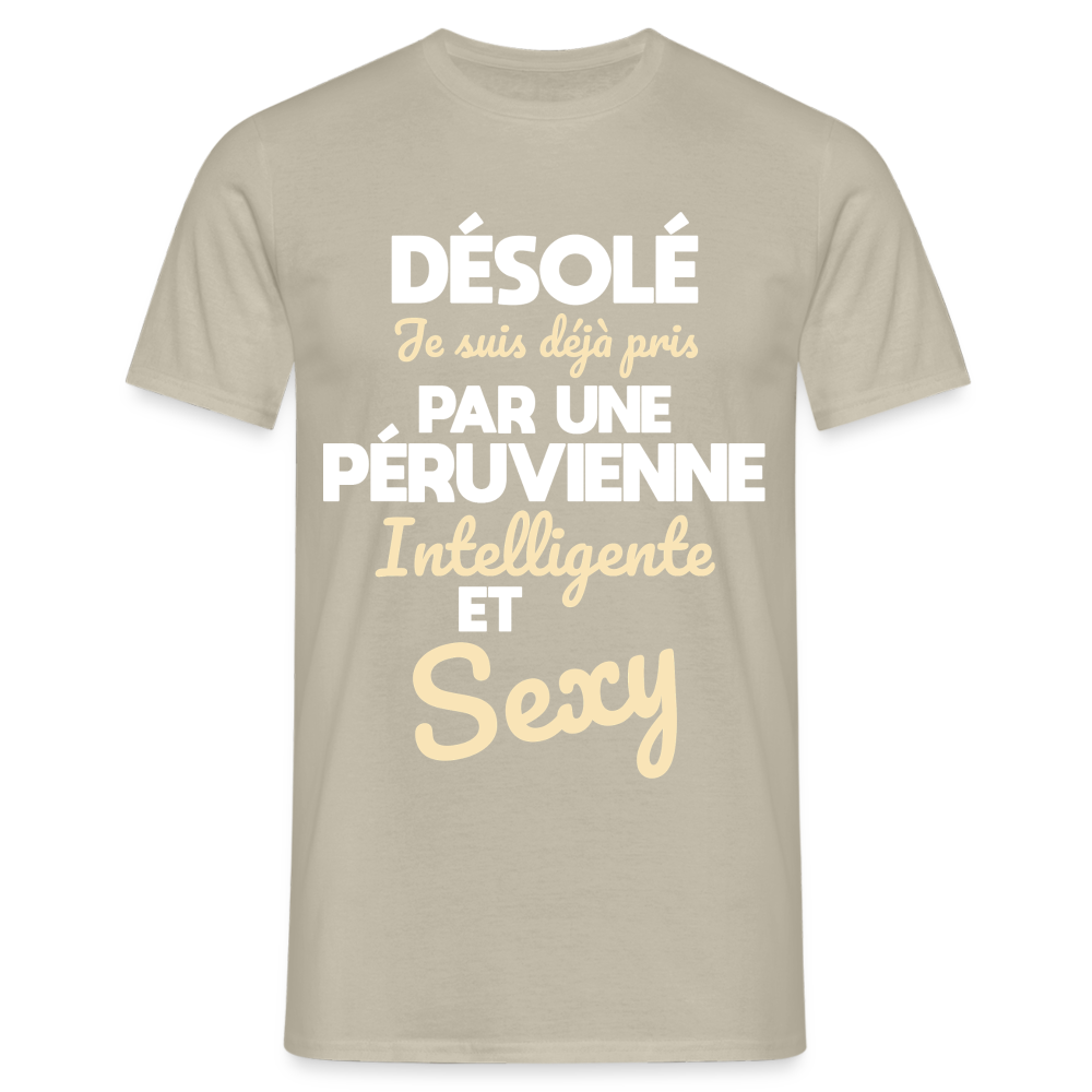 T-shirt Homme -  Je suis déjà pris par une Péruvienne intelligente et sexy - beige sable