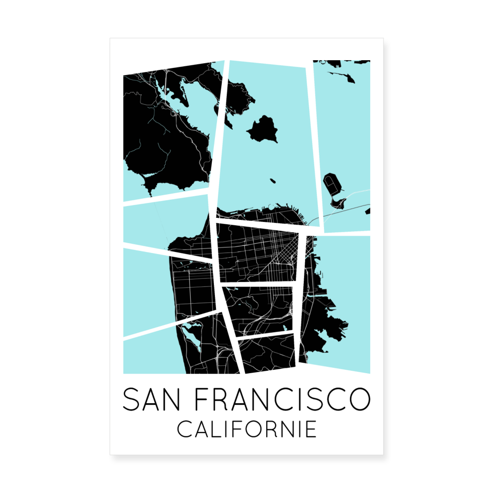 Poster San Francisco - Plan San Francisco - 20 x 30 cm - blanc