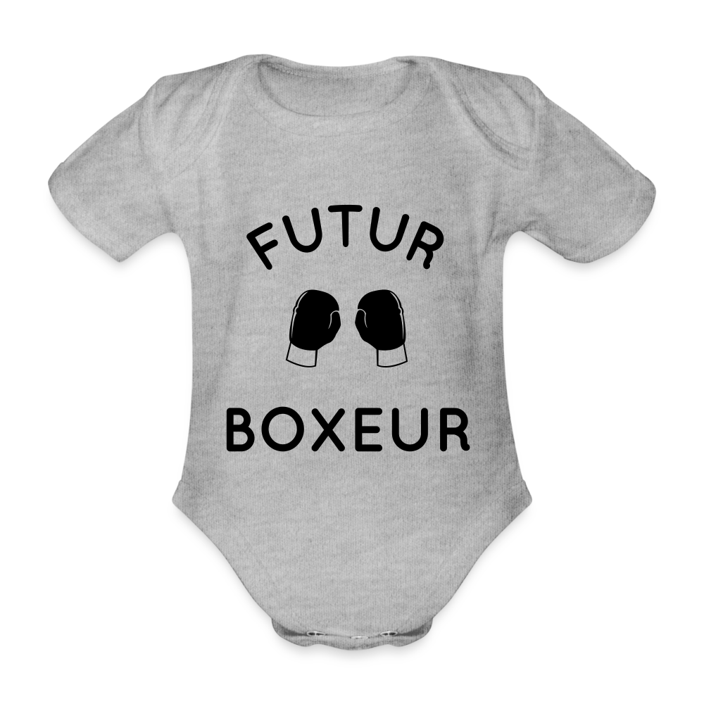 Body Bébé bio manches courtes - Futur boxeur - gris chiné