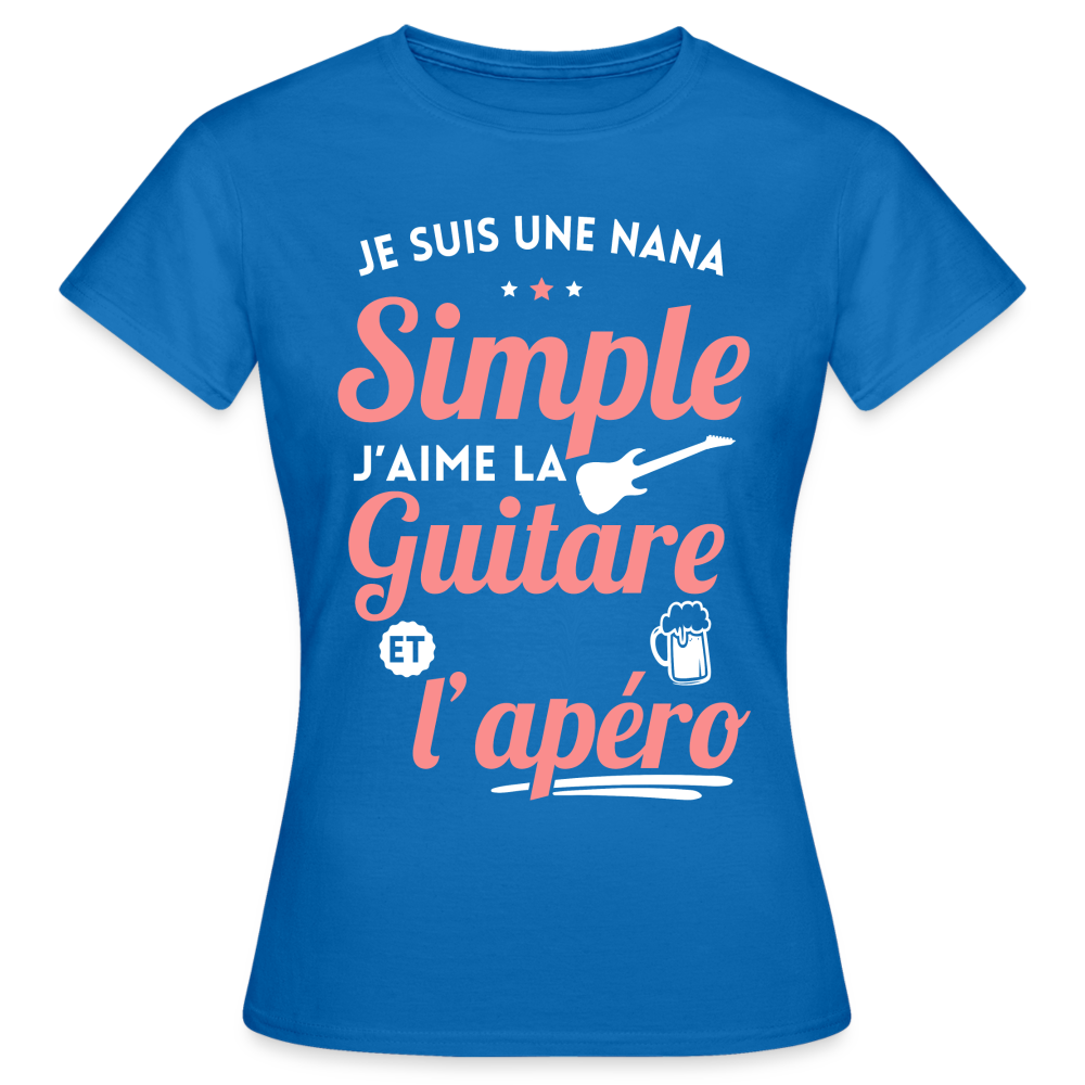 T-shirt Femme - J'aime la guitare et l'apéro - bleu royal