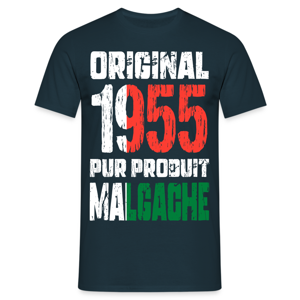 T-shirt Homme - Anniversaire 70 Ans - Original 1955 - Pur produit Malgache - marine