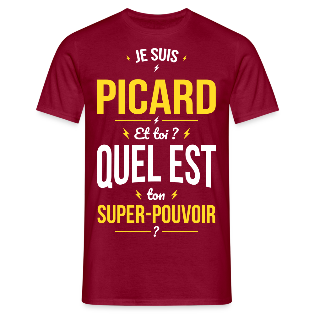 T-shirt Homme - Je suis Picard - Super-pouvoir - rouge brique