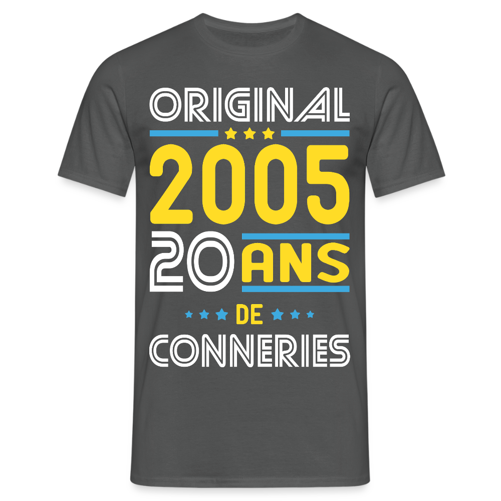 T-shirt Homme - Anniversaire 20 Ans - Original 2005 - Conneries - charbon