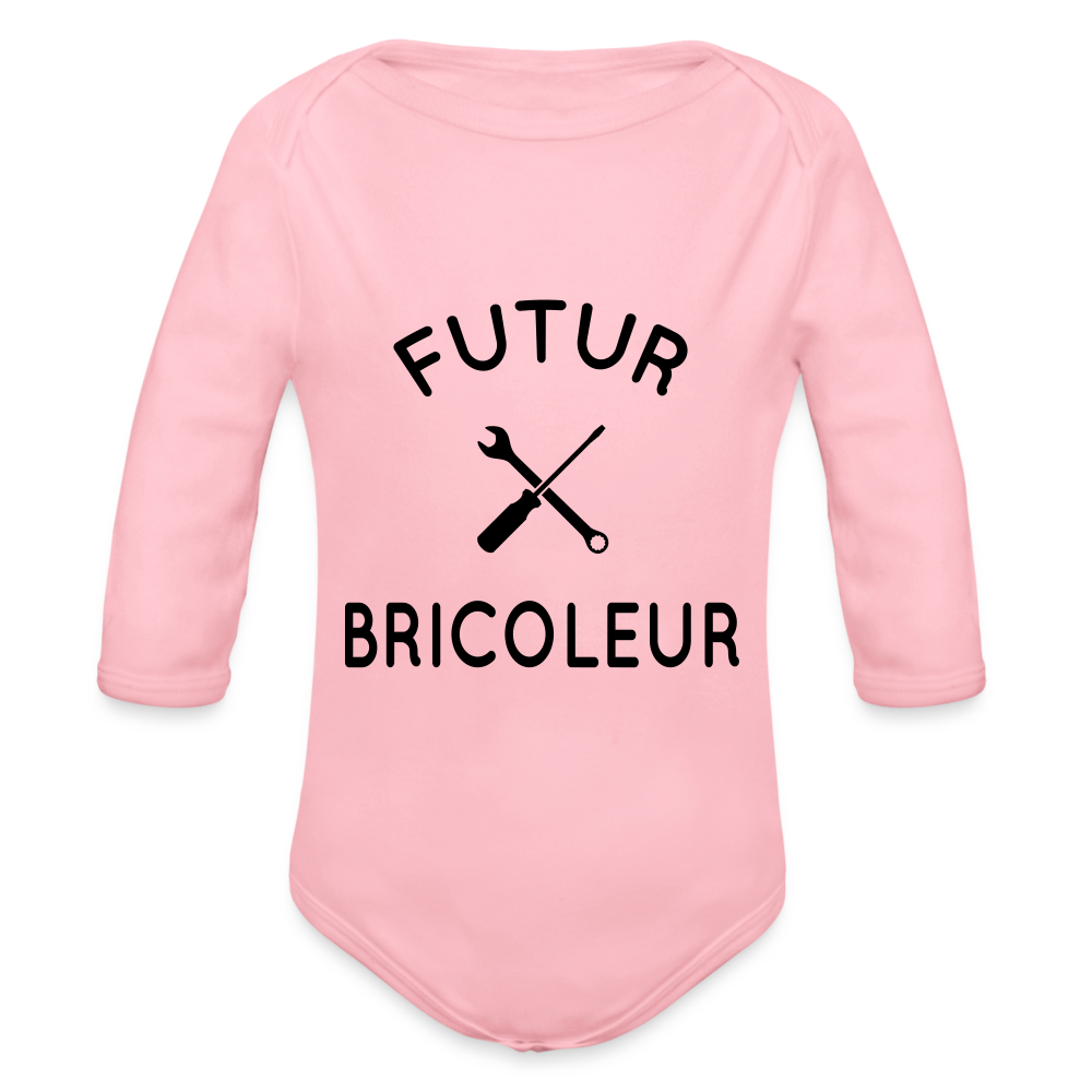 Body Bébé bio manches longues - Futur bricoleur - rose clair