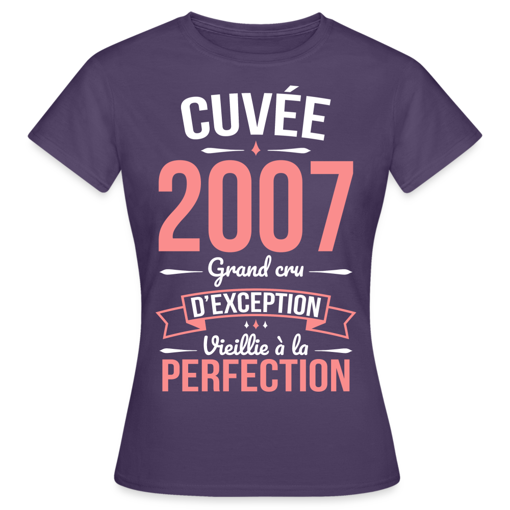 T-shirt Femme - Anniversaire 18 Ans - Cuvée 2007 - violet foncé