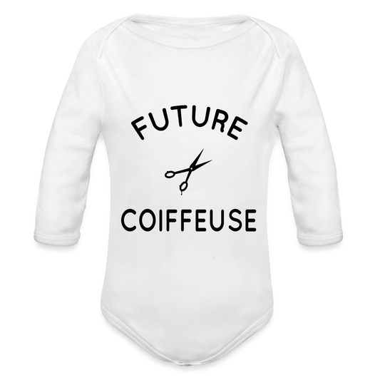 Body Bébé bio manches longues - Future coiffeuse - blanc