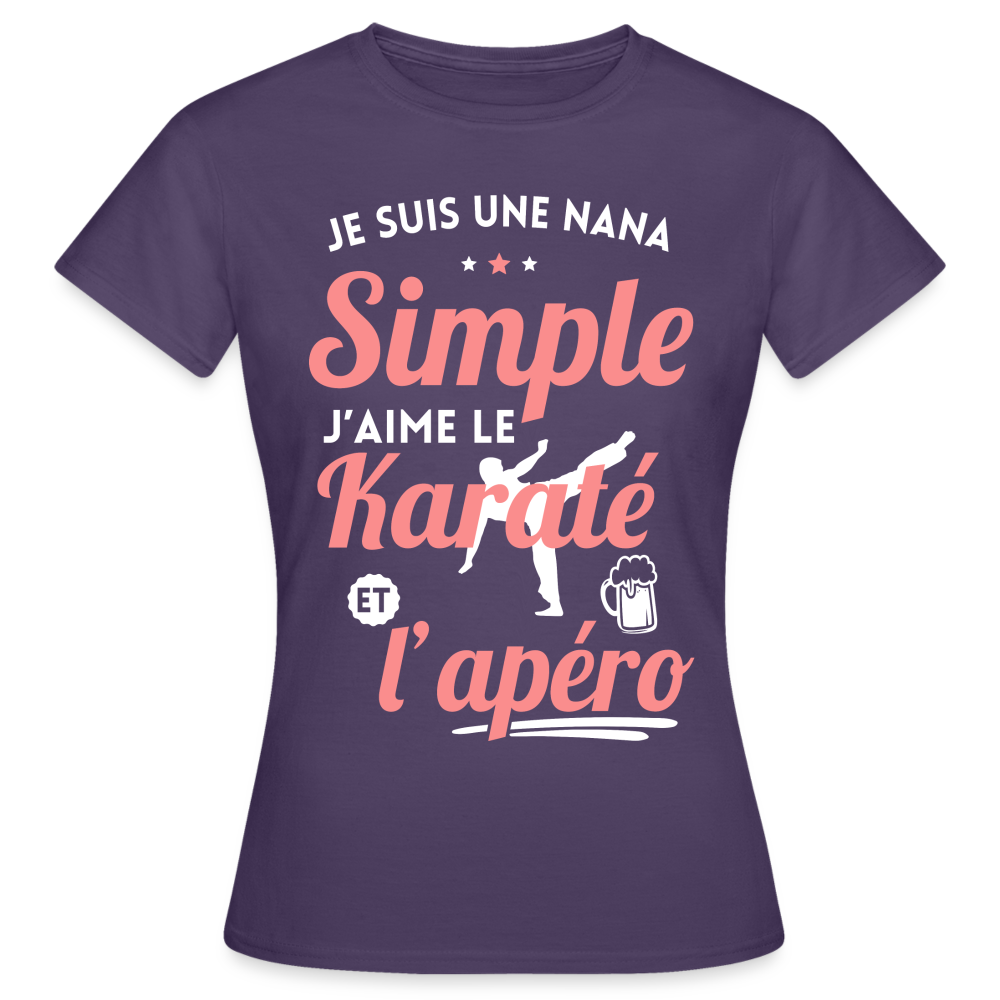 T-shirt Femme - J'aime le karaté et l'apéro - violet foncé