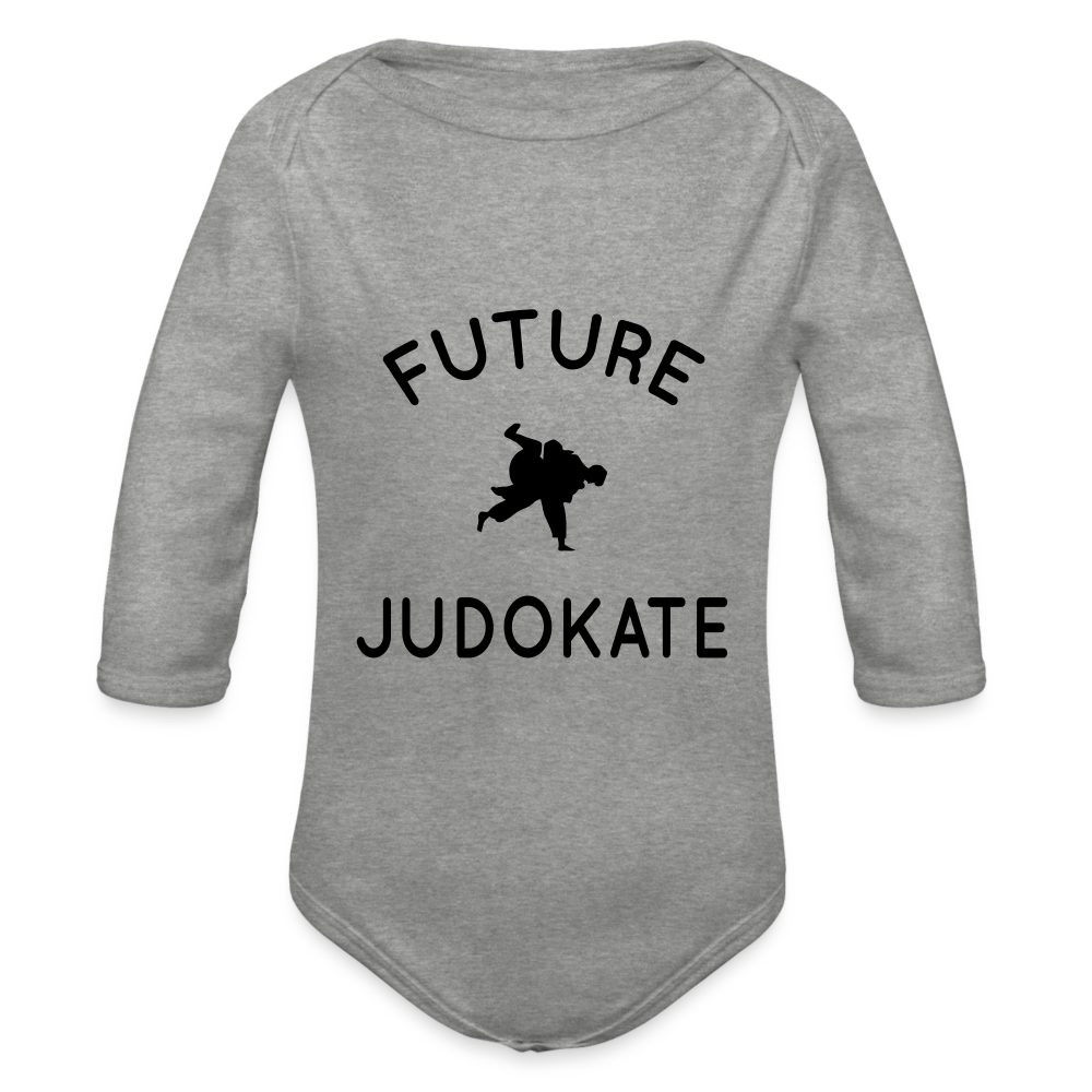 Body Bébé bio manches longues - Future judokate - gris chiné