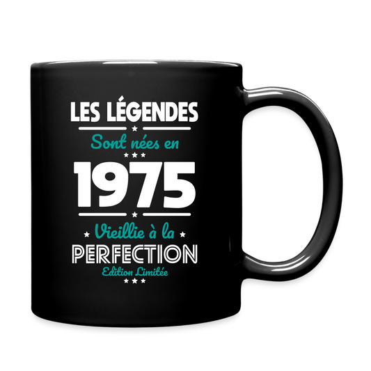 Mug uni - Anniversaire 50 Ans - Les Légendes sont nées en 1975 - noir