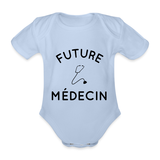 Body Bébé bio manches courtes - Future médecin - ciel