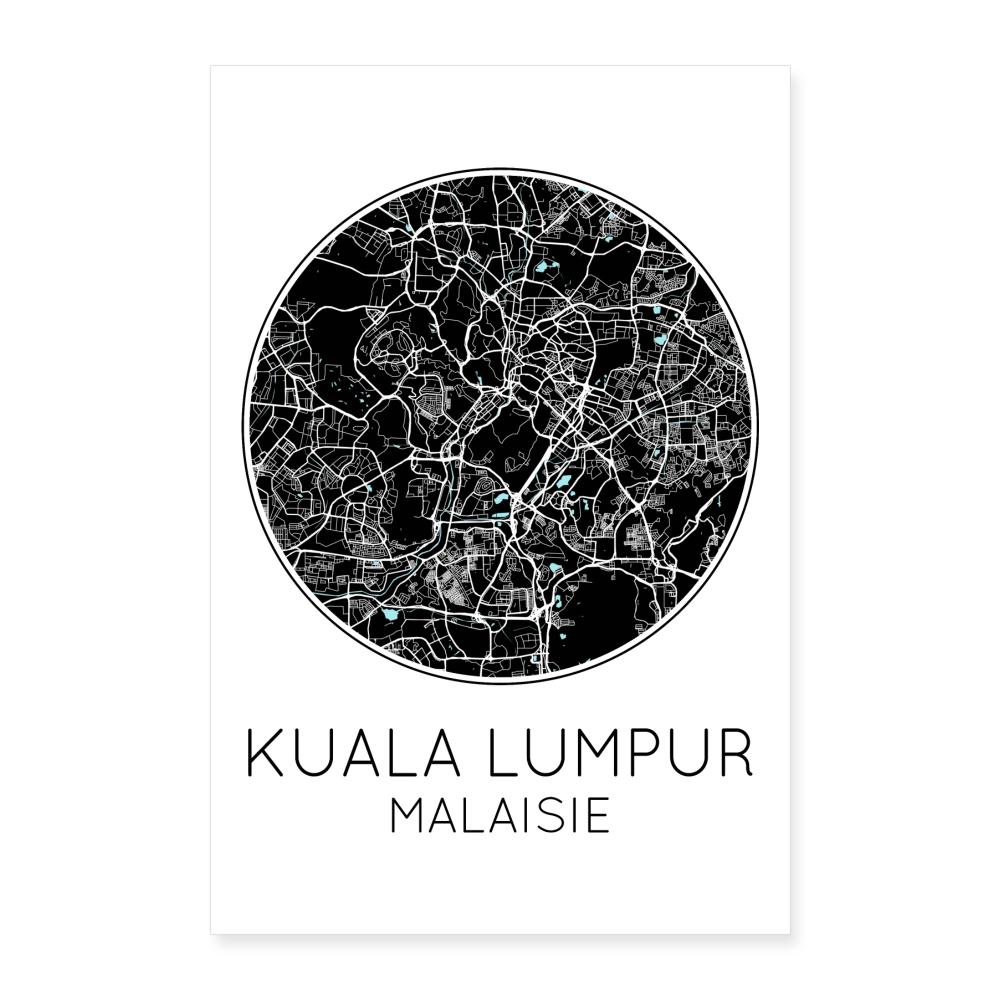 Poster Kuala Lumpur - Plan Kuala Lumpur - 60 x 90 cm - blanc