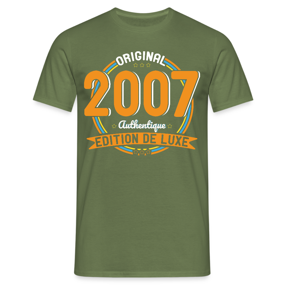 T-shirt Homme - Anniversaire 18 Ans - Original 2007 Authentique - vert militaire