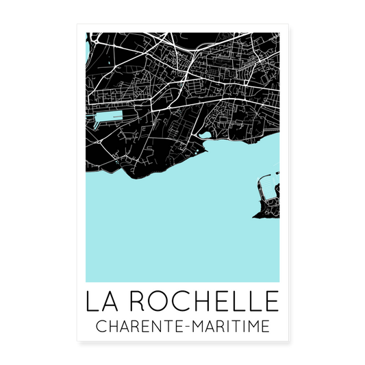 Poster La Rochelle - Plan La Rochelle - 60 x 90 cm - blanc