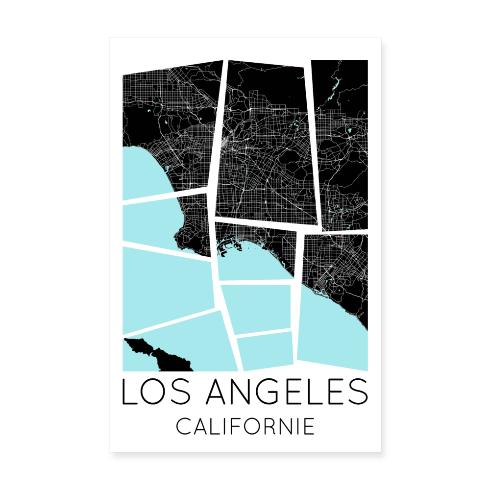 Poster Los Angeles - Plan Los Angeles - 20 x 30 cm - blanc