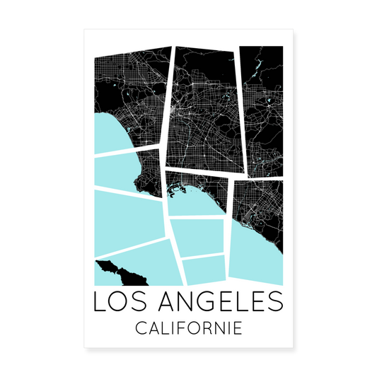 Poster Los Angeles - Plan Los Angeles - 20 x 30 cm - blanc