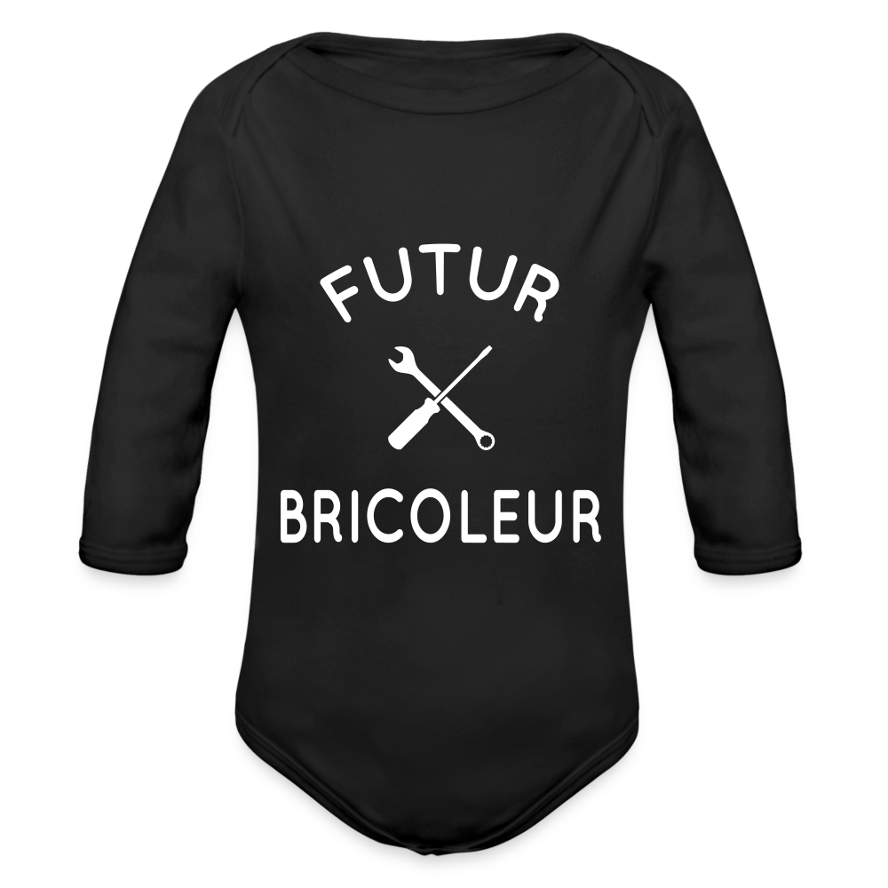 Body Bébé bio manches longues - Futur bricoleur - noir