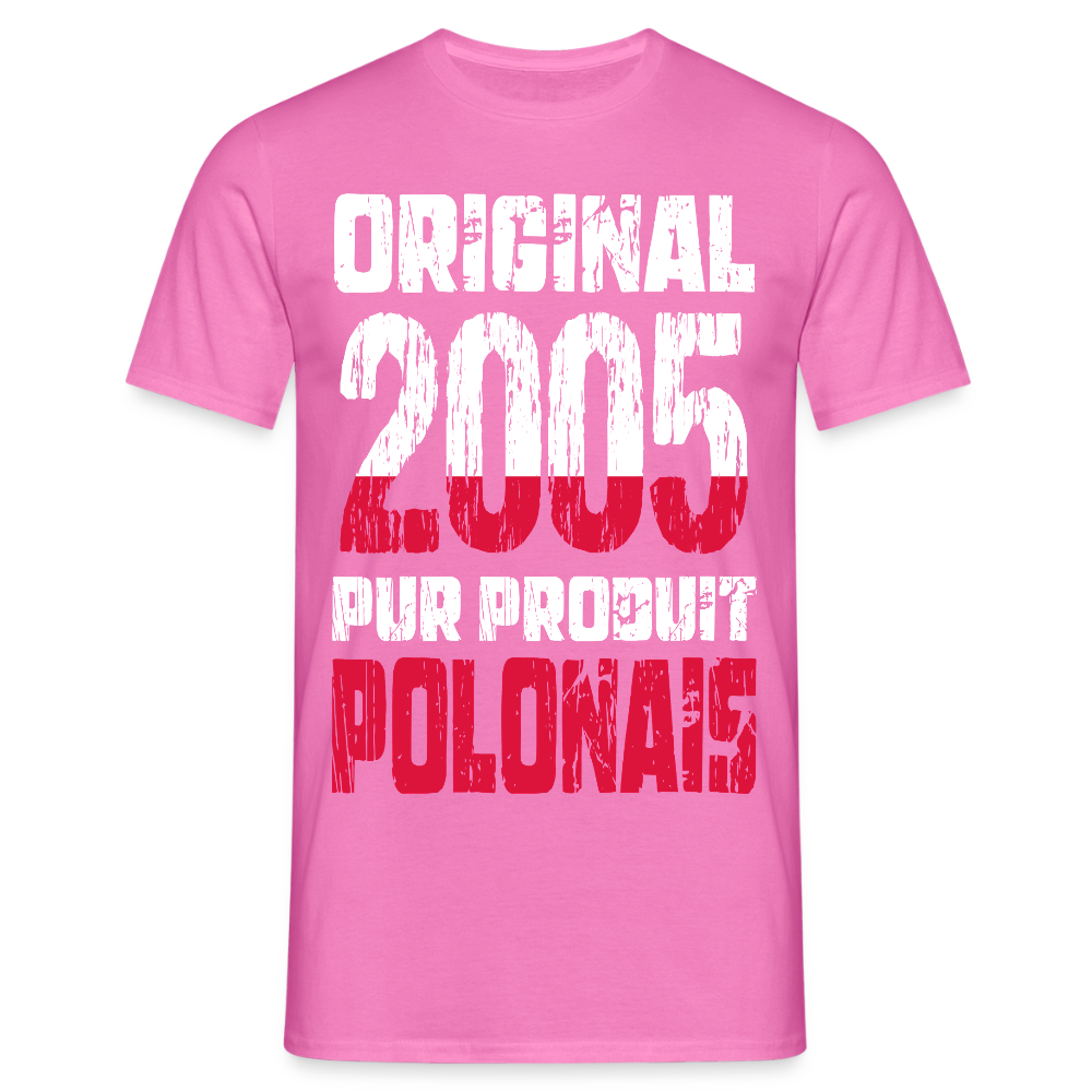 T-shirt Homme - Anniversaire 20 Ans - Original 2005 - Pur produit Polonais - rose