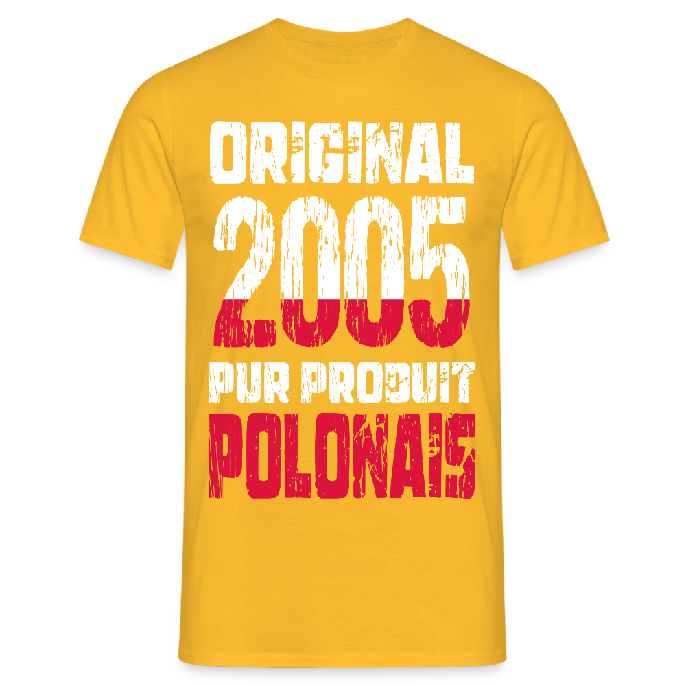 T-shirt Homme - Anniversaire 20 Ans - Original 2005 - Pur produit Polonais - jaune