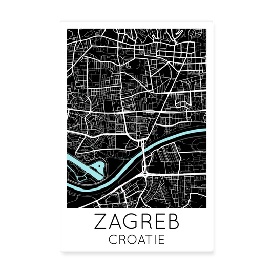 Poster Zagreb - Plan Zagreb - 20 x 30 cm - blanc