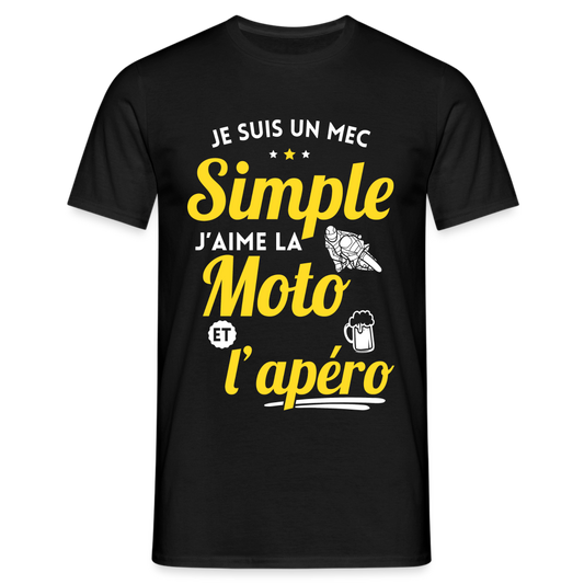 T-shirt Homme - J'aime la moto et l'apéro - noir