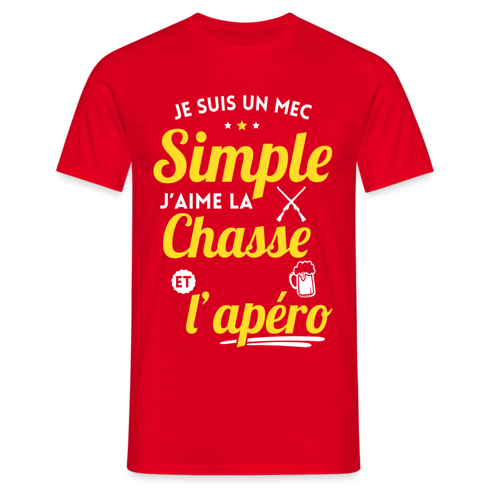 T-shirt Homme - J'aime la chasse et l'apéro - rouge