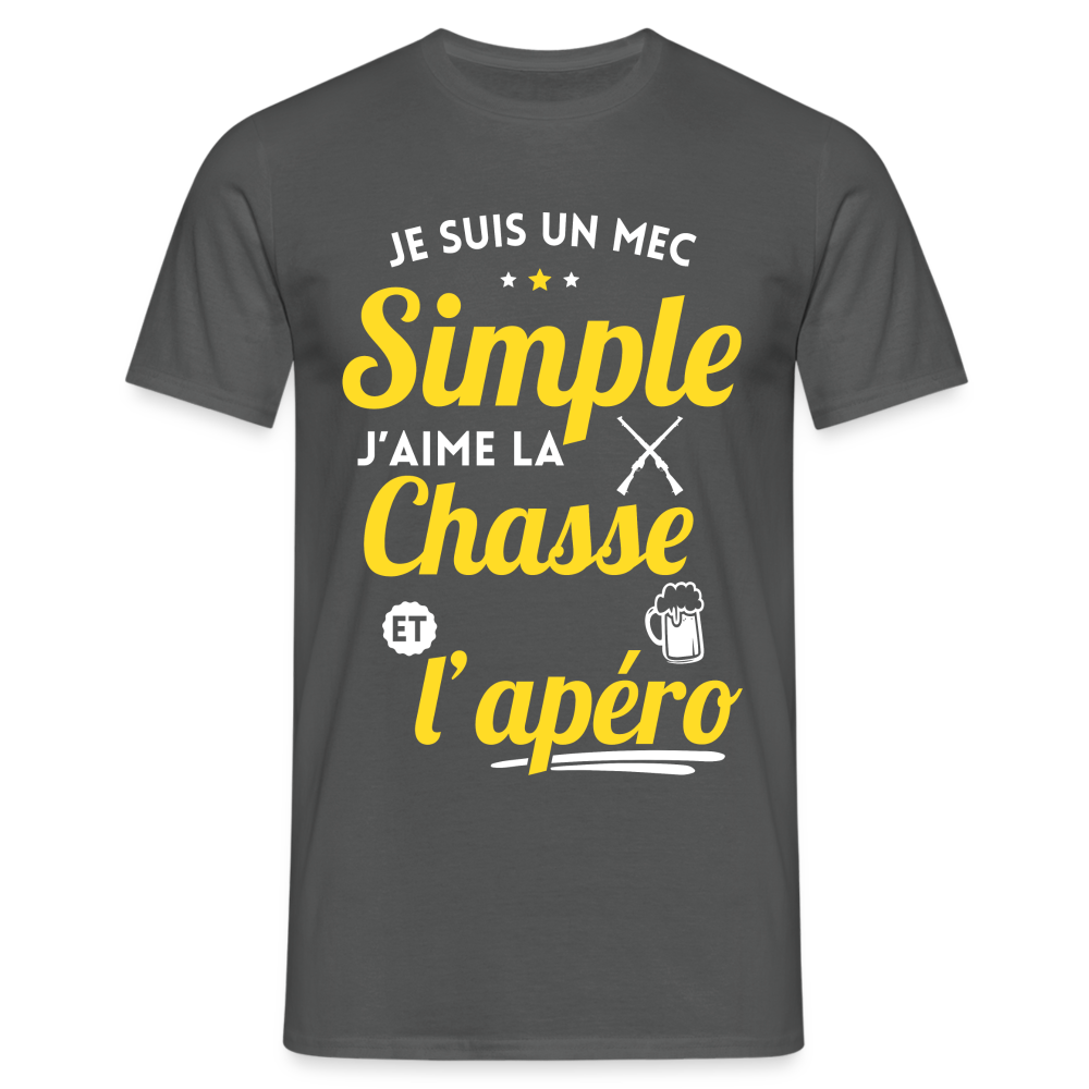 T-shirt Homme - J'aime la chasse et l'apéro - charbon