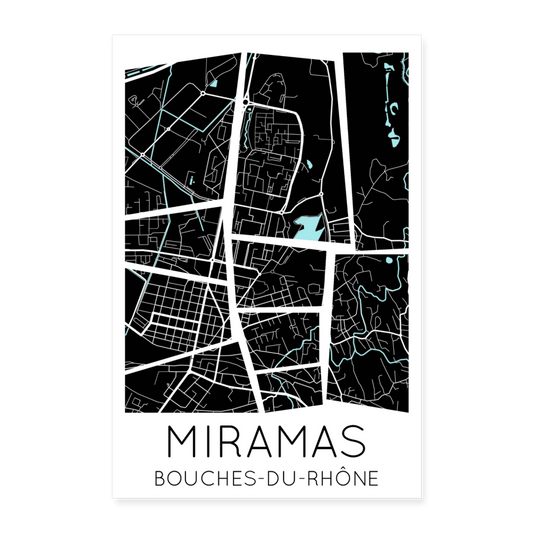 Poster Miramas - Plan Miramas - 60 x 90 cm - blanc