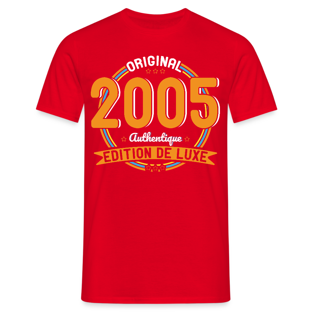 T-shirt Homme - Anniversaire 20 Ans - Original 2005 Authentique - rouge