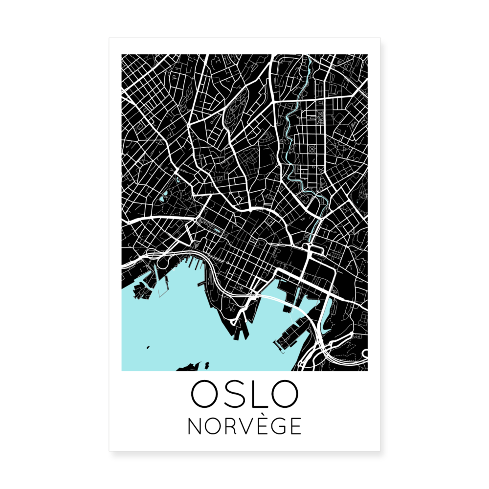 Poster Oslo - Plan Oslo - 20 x 30 cm - blanc