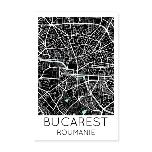 Poster Bucarest - Plan Bucarest - 20 x 30 cm - blanc